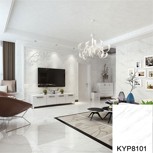 02217永信贵宾会大理石瓷砖：爵士白KYP8101铺贴成效图