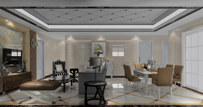 欧式风格在造型极其讲求，给人端庄典雅的感触，尊贵豪华的同时，还拥有浓密的文化气味。本单元的设计沿用了欧式的端庄典雅，也参与一些时尚的元素，让整个空间多了现代的时尚感触，却不失端庄。